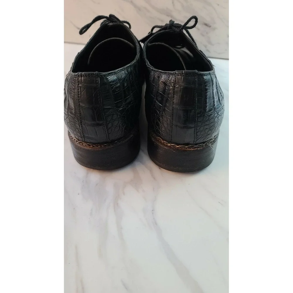 Barneys New York Black Alligator Men's Lace Shoes@[99‎ Sz10.5